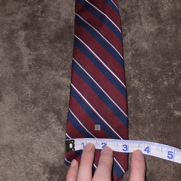 Givenchy Signature Collection Tie Red Navy Stripe Career Formal - Picture 11 of 11